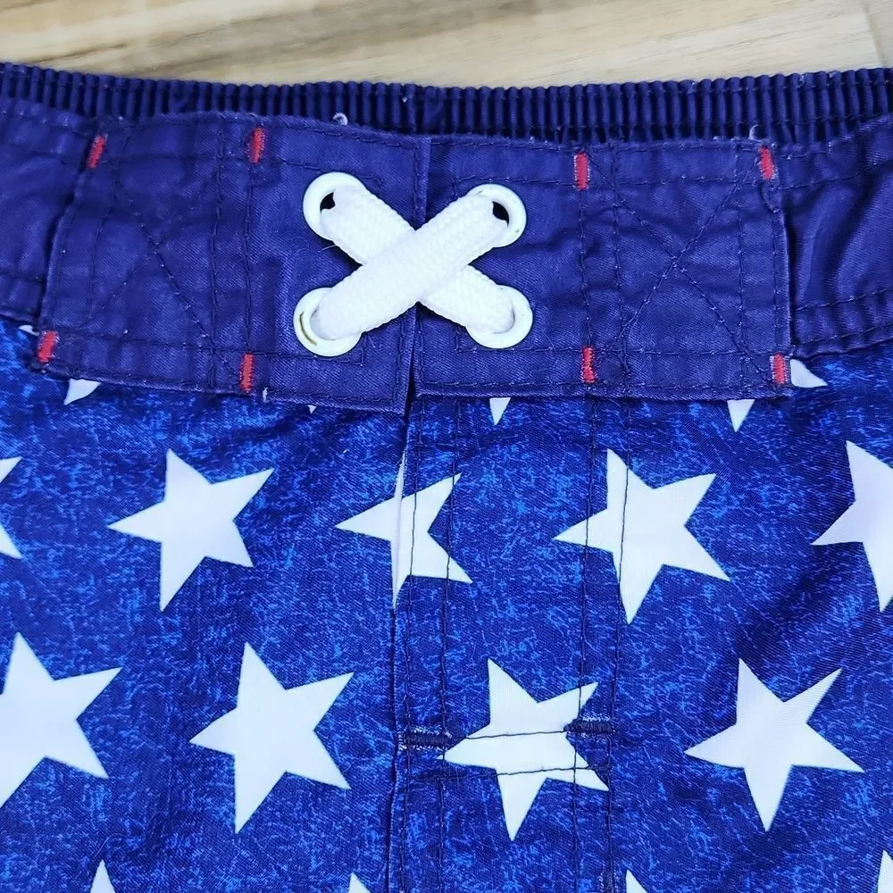 🧡Cat & Jack Red, White, & Blue American Flag Print Swim Trunks Medium
